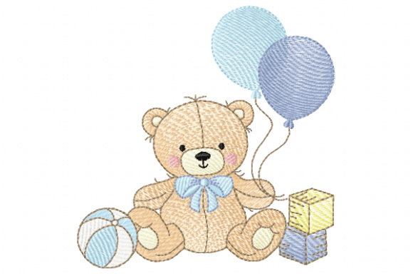 Bear Birthday Embroidery Design