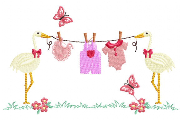 Clothes Line Embroidery Design