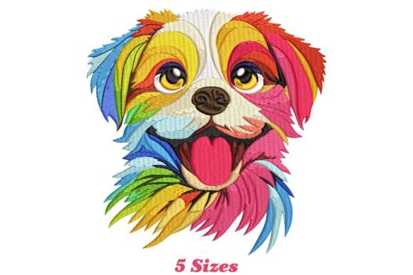 Colorful Dog Head Embroidery Design