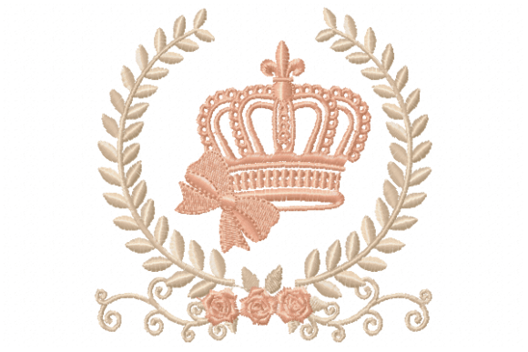 Crown with Frame Embroidery Design
