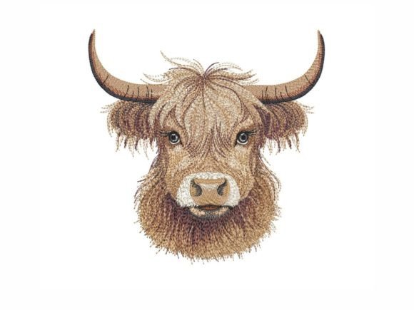Cute Highland Cow Embroidery Design