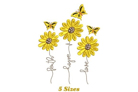 Faith Hope Love Sunflower with Butterfly