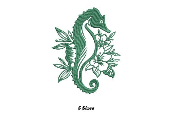 Floral Seahorse Embroidery Design
