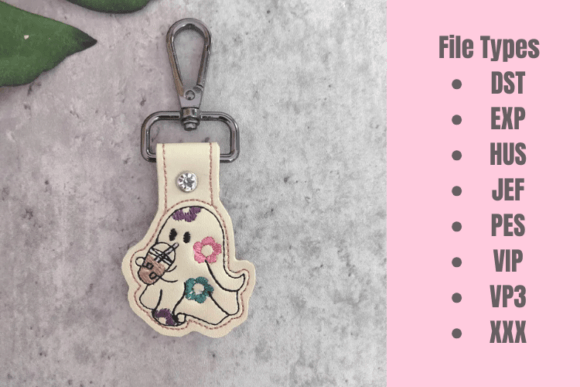 Halloween Cute Coffee Ghost ITH Snap Tab