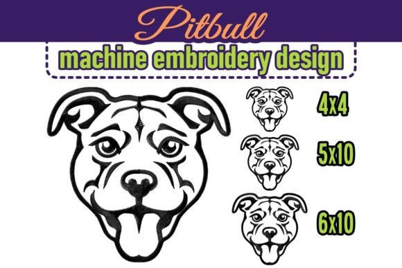 Happy Pitbull Face Embroidery