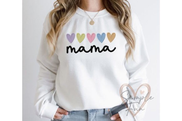 Mama Hearts Embroidery Design