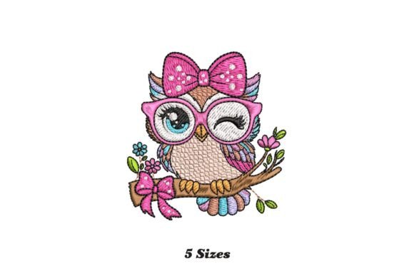 Owl Wearing Glasses Embroidery Design