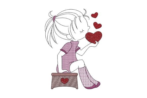 Valentine Sketch Girl on Stool
